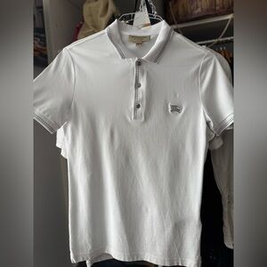 Burberry White Polo Shirt with Black Accents